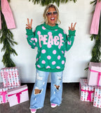 Peace & Polka Dot Mock Neck Pullover -Preorder ETA LATE OCTOBER