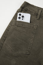 Color Square Patch Pocket Ankle-length Barrel Jeans