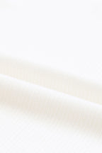 White Dotty Mesh Ruffle Sleeve Ribbed Knit Top