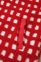 Fiery Red Plaid Zip-up Long Sleeve Jacket