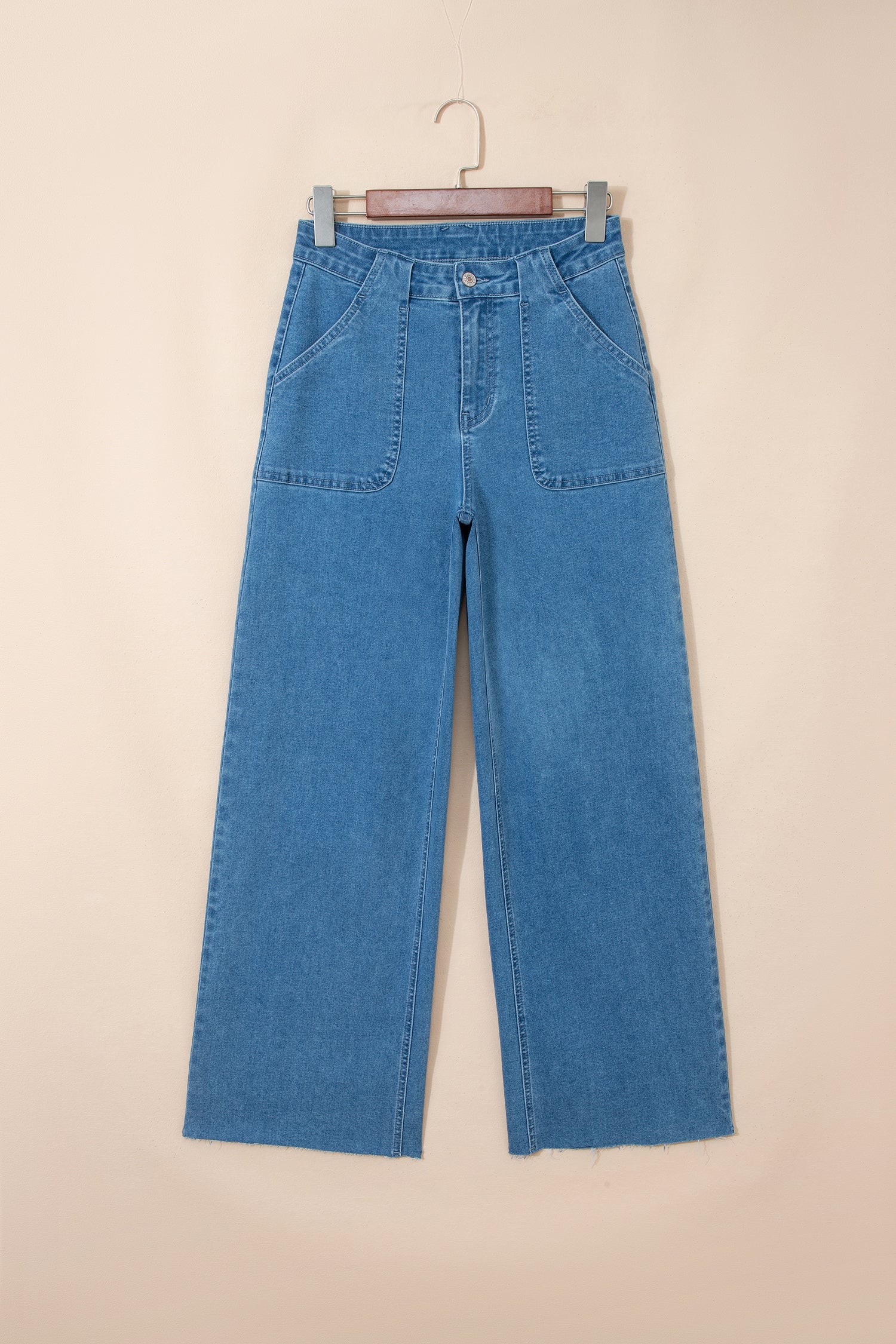 Dark Brown Retro Washed Patch Pocket Loose Jeans