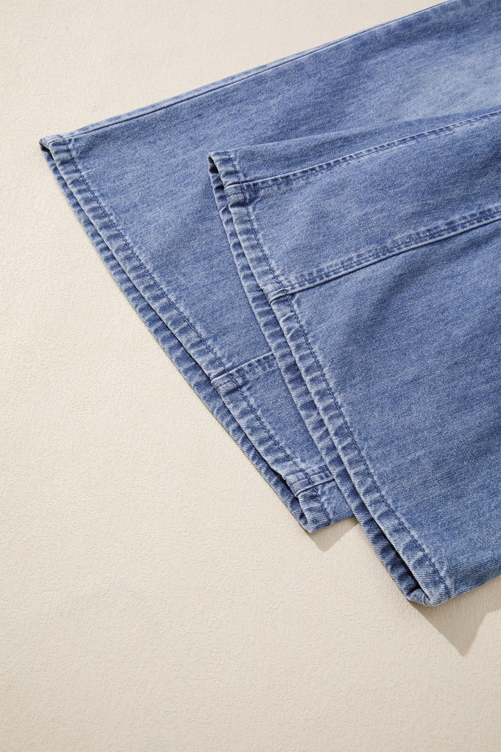 Dusk Blue High Rise Buttons Pleated Cropped Wide Leg Denim Pants
