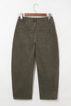 Color Square Patch Pocket Ankle-length Barrel Jeans
