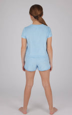 Girls towel terry short sleeve top and matching shorts 2-piece set by 90 Degree by Reflex and Yogalicious, soft and comfortable for kids.