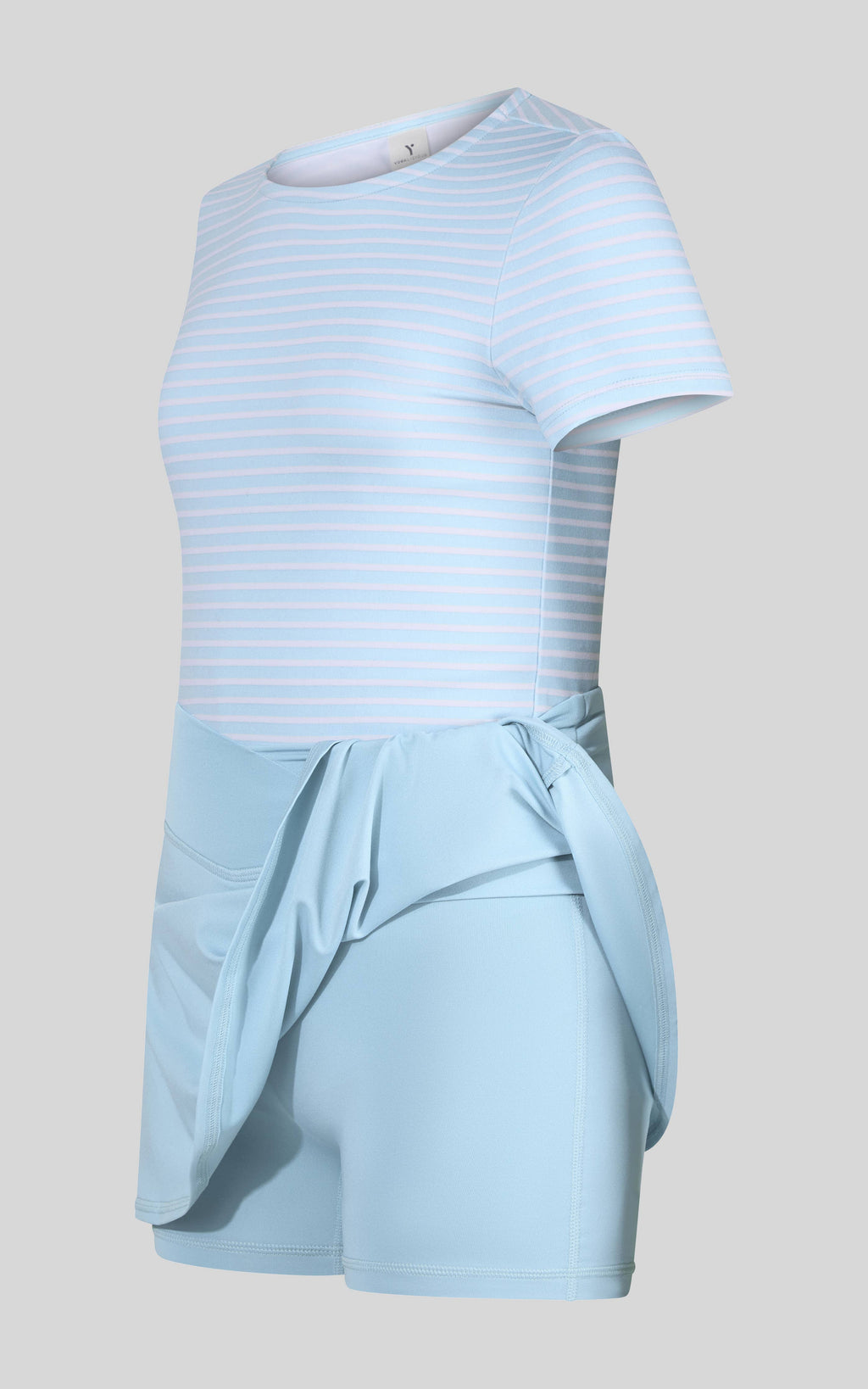 Little girls pink lavender short sleeve tee, crossover skort, and fanny bag from 90 Degree by Reflex and Yogalicious, perfect for casual wear.