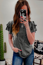 Layered Ruffle Short Sleeve Round Neck Top