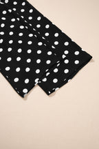 Black polka dot print patched pocket mid-rise straight-leg pants from Dear-Lover, featuring a stylish vintage-inspired design.