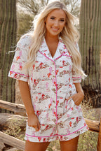 White Cowgirl Country Print Pajamas Set
