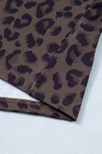 Brown V Neck Collar Leopard Printed 2pcs Short Set