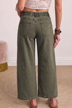 Color Square Patch Pocket Ankle-length Barrel Jeans