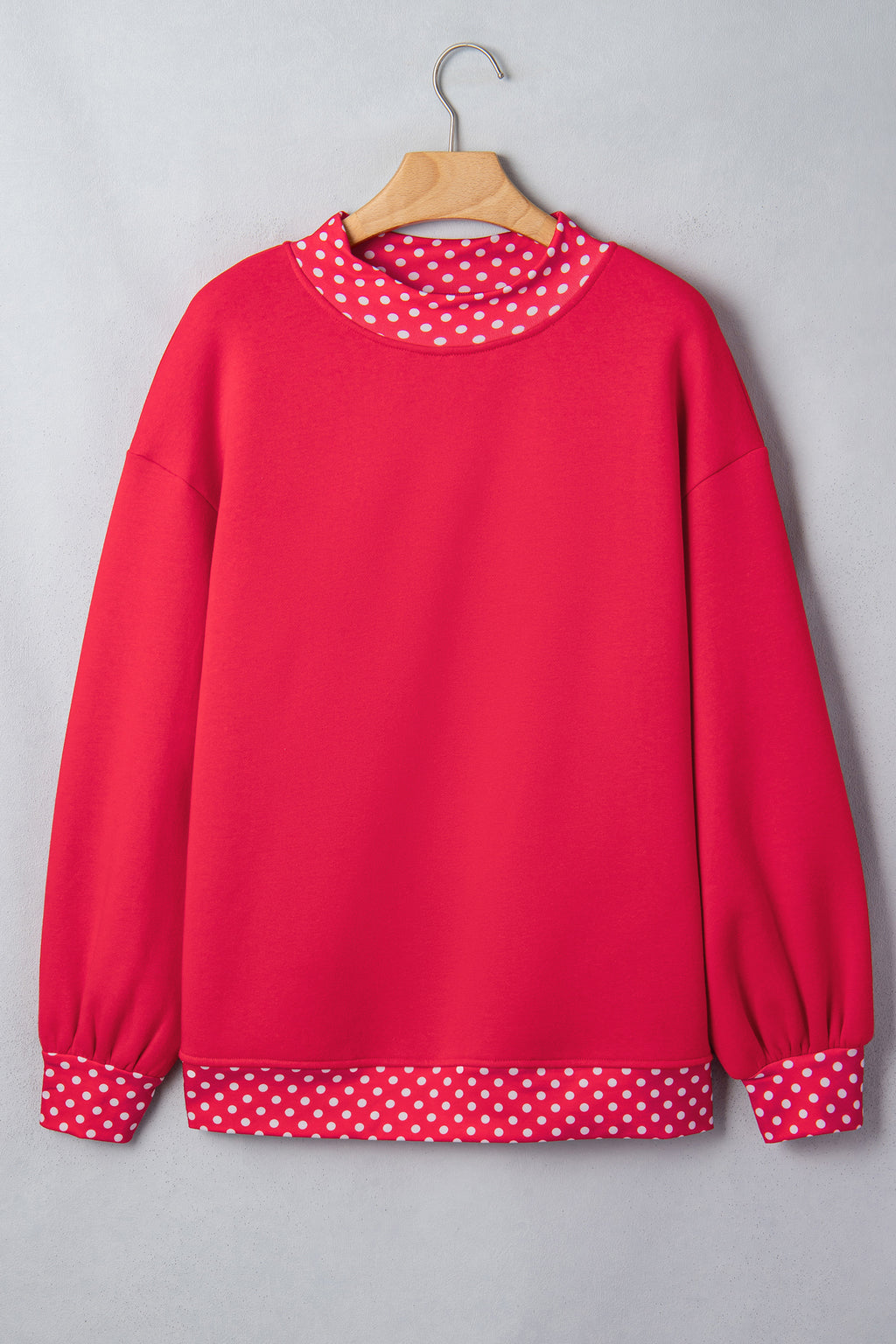 Colorblock Polka Dot Contrast Trim Oversized Sweatshirt