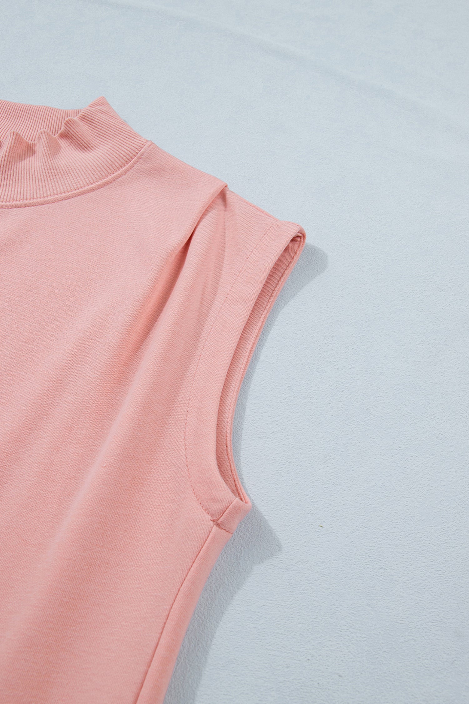 Black Solid Color High Neck Cap Sleeve Loose Top