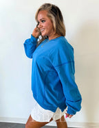 Sonic Blue Crewneck Cozy Pullover by Birdie