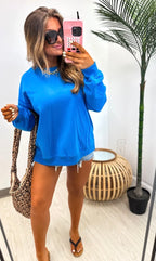 Sonic Blue Crewneck Cozy Pullover by Birdie