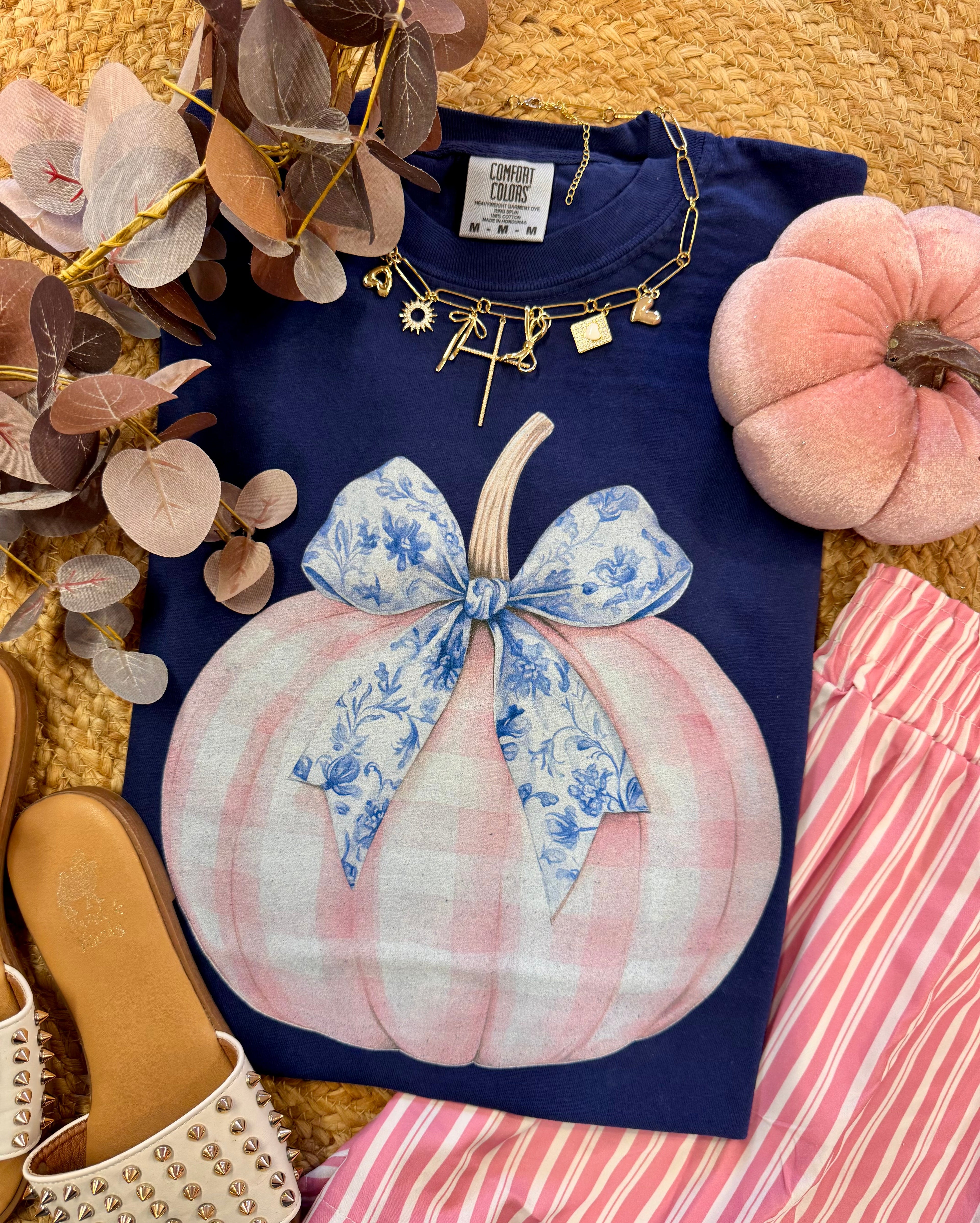 Pink Gingham Pumpkin Tee