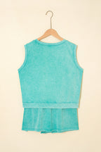 Phalaenopsis 2 Pieces Mineral Wash Cotton Tank Top Lined Split Skirt Set