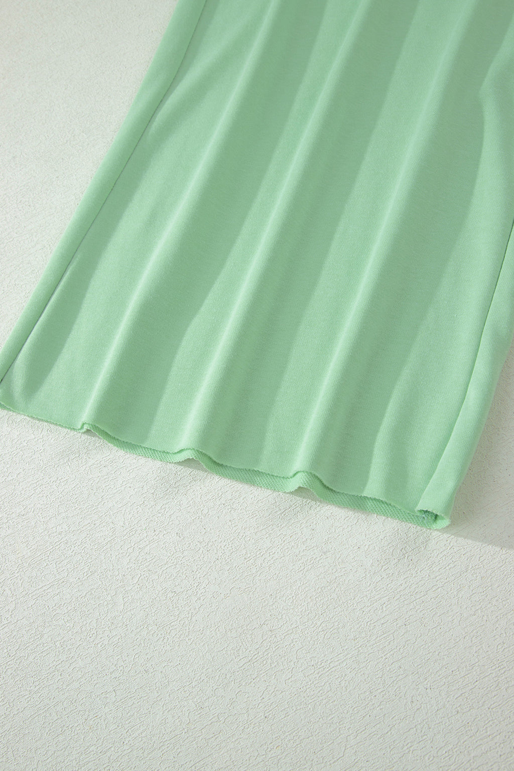 Mist Blue Solid Color Ribbed Trim Short Sleeve Top Drawstring Loose Pants 2pcs Outfit