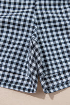 Red Gingham Printed High Waist Shorts