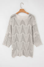 Hollow Out Knit 7/8 Sleeve Casual Sweater