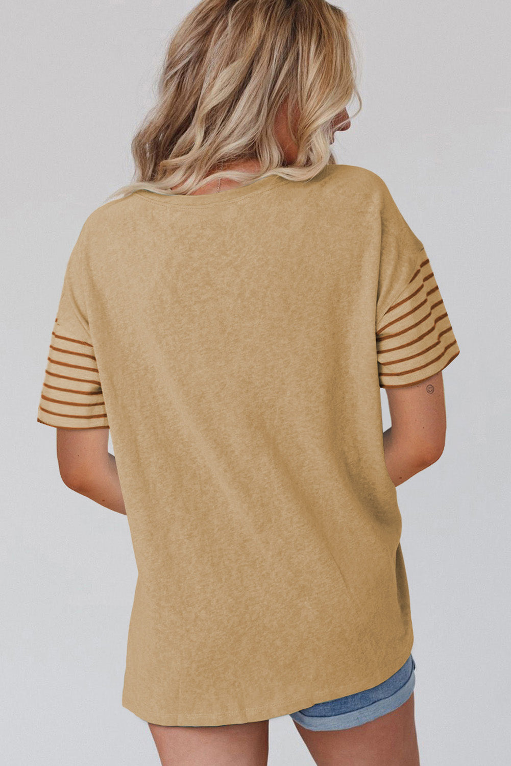 Red Dahlia Color Block Striped Detail Loose T Shirt
