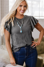 Layered Ruffle Short Sleeve Round Neck Top