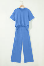Sachet Pink Solid Cover Oversize Tee Pocketed Casual Pants 2pcs Outfit