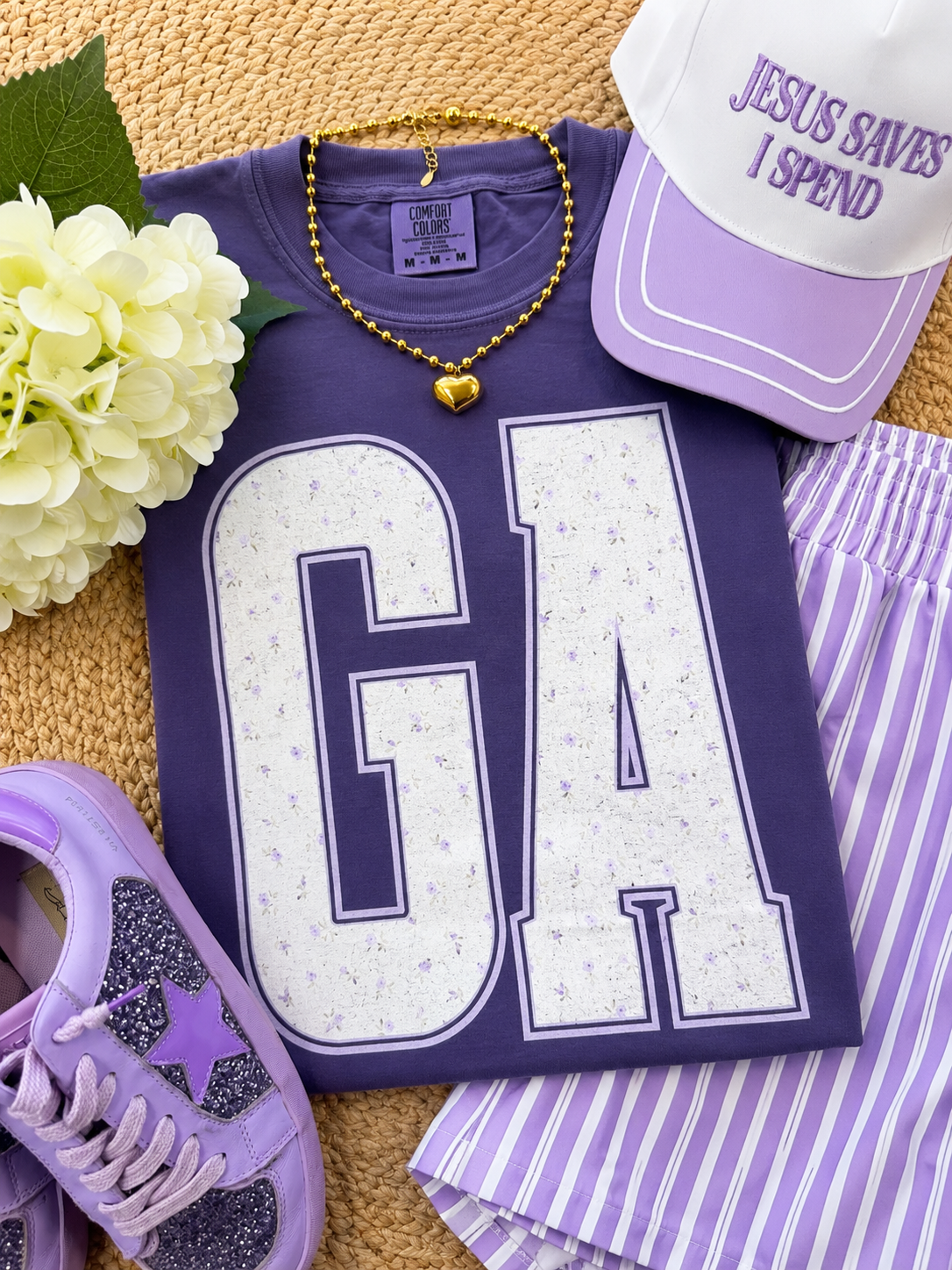 GA Purple Floral State Tee
