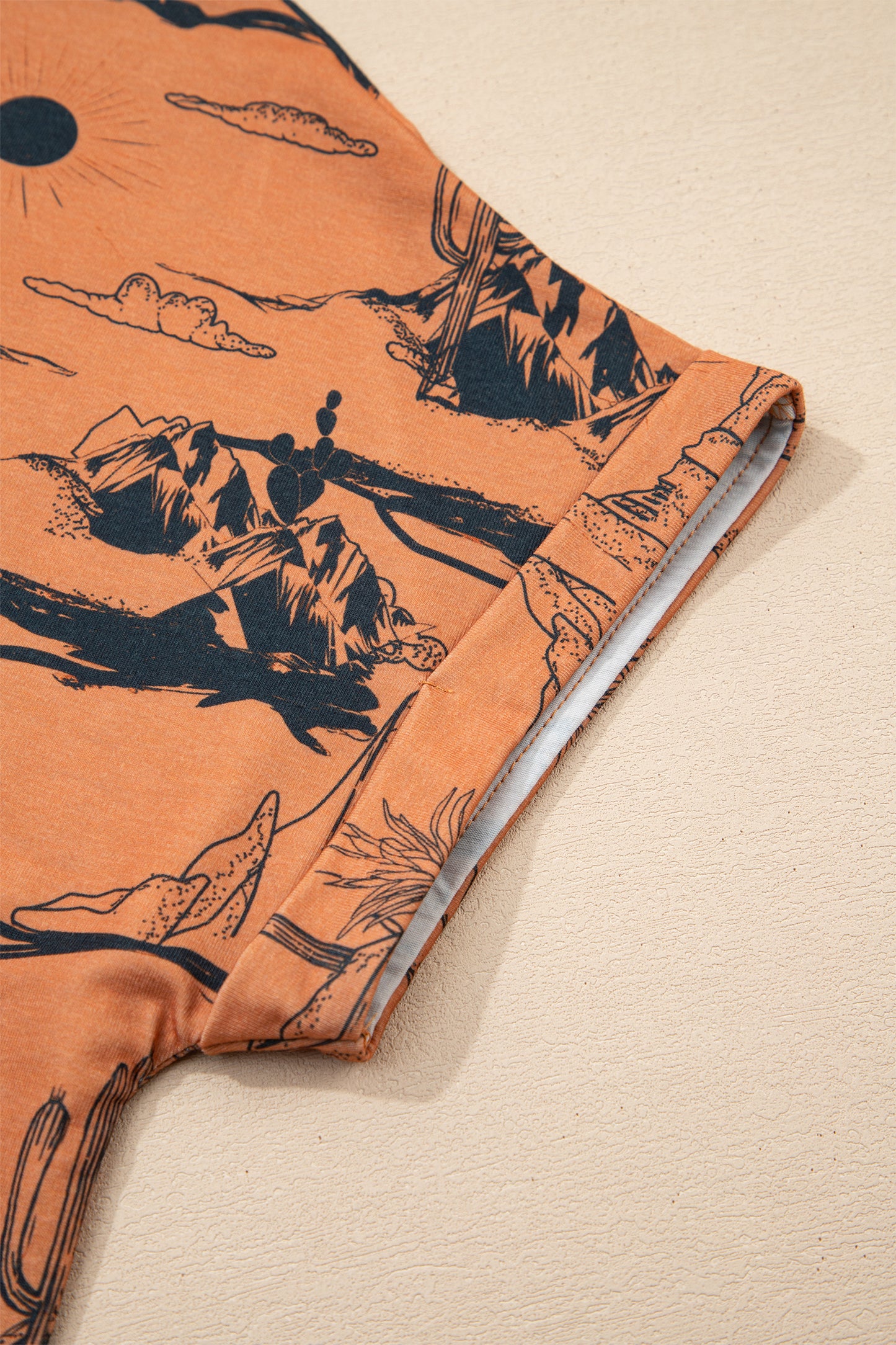 White Desert Sand Print Short Sleeve Knit Top