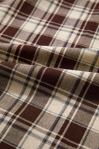 Brown Plaid Long Sleeve Short Shift Mini Dress