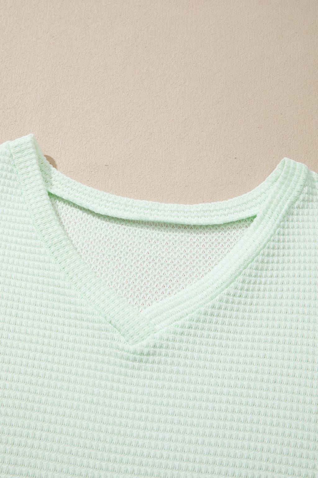 Wisteria V Neck Short Sleeve Plus Size Waffle Knit Top