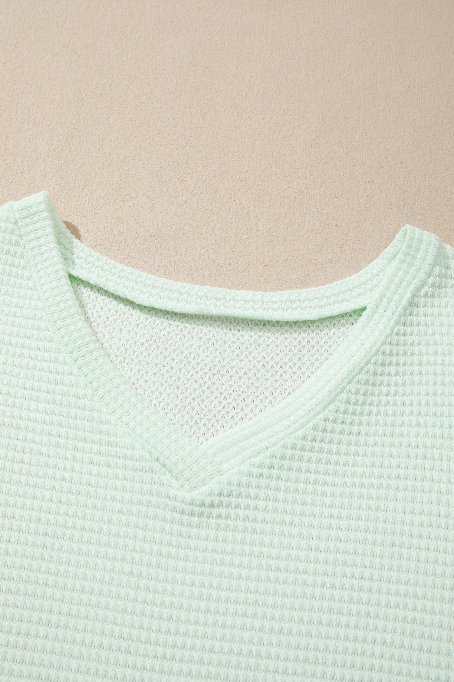 Wisteria V Neck Short Sleeve Plus Size Waffle Knit Top