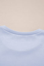 Puff Sleeve Pearl Embellished Scallop Trim Top 2 Piece Skort Set