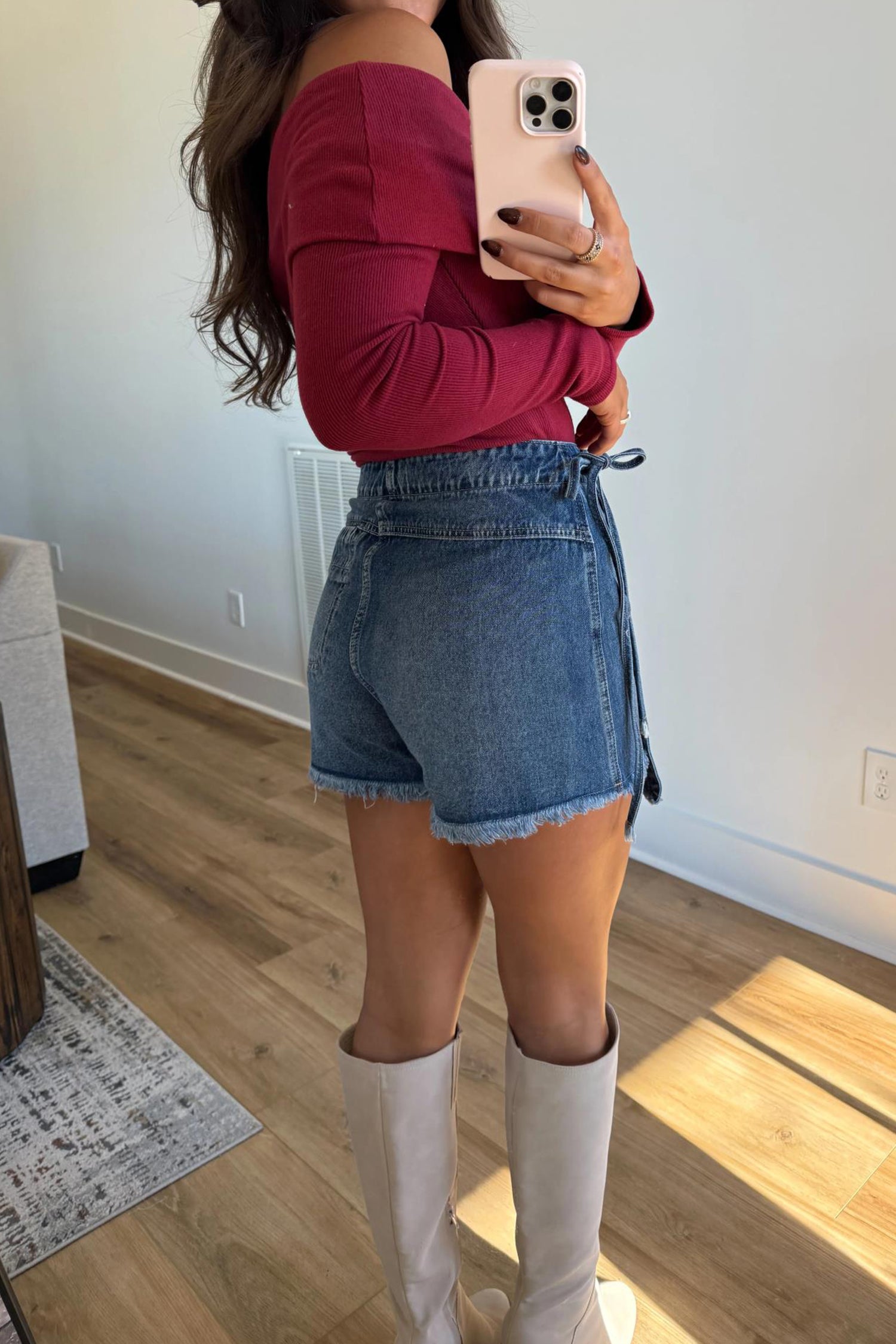 Ashleigh Blue Wrapped Tied Waist Denim Skort