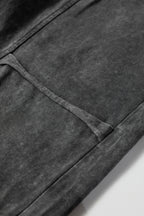 Lapis Mineral Wash Lace-up High Waist Raw Hem Patched Pocket Pants