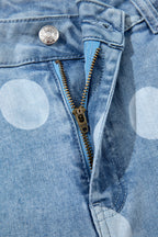 Polka dot ankle-length casual jeans with metal button detail from Dear-Lover, featuring a relaxed fit and stylish design.