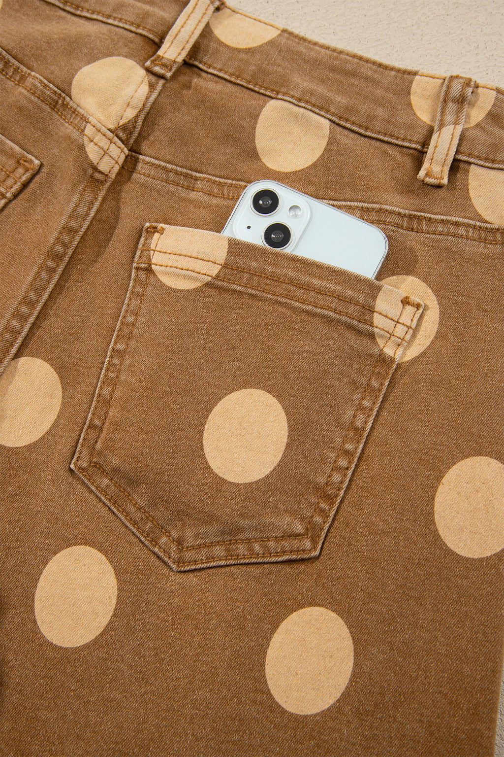 Polka dot ankle-length casual jeans with metal buttons from Dear-Lover, featuring a relaxed fit and stylish design.