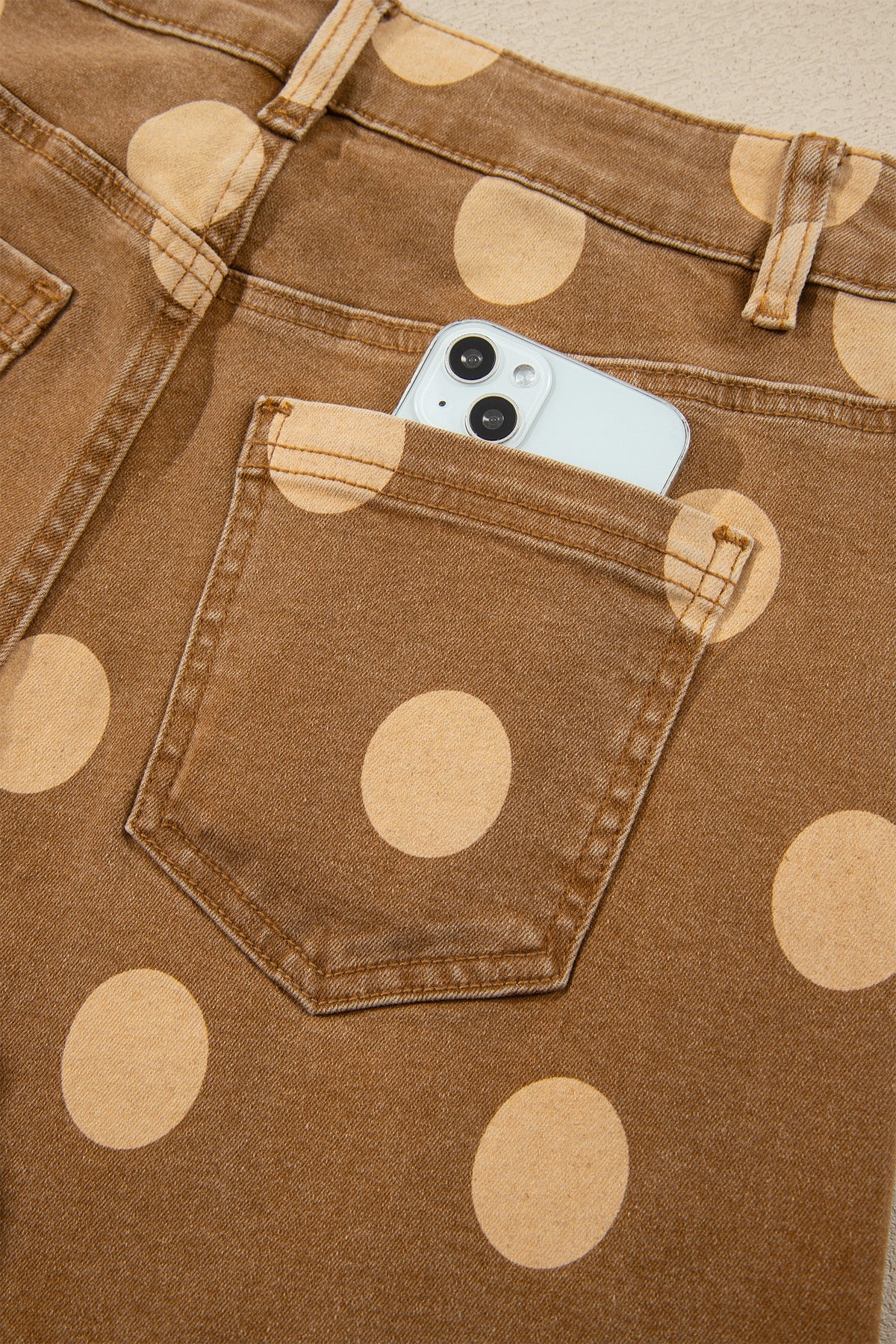 Polka dot ankle-length casual jeans with metal buttons from Dear-Lover, featuring a relaxed fit and stylish design.