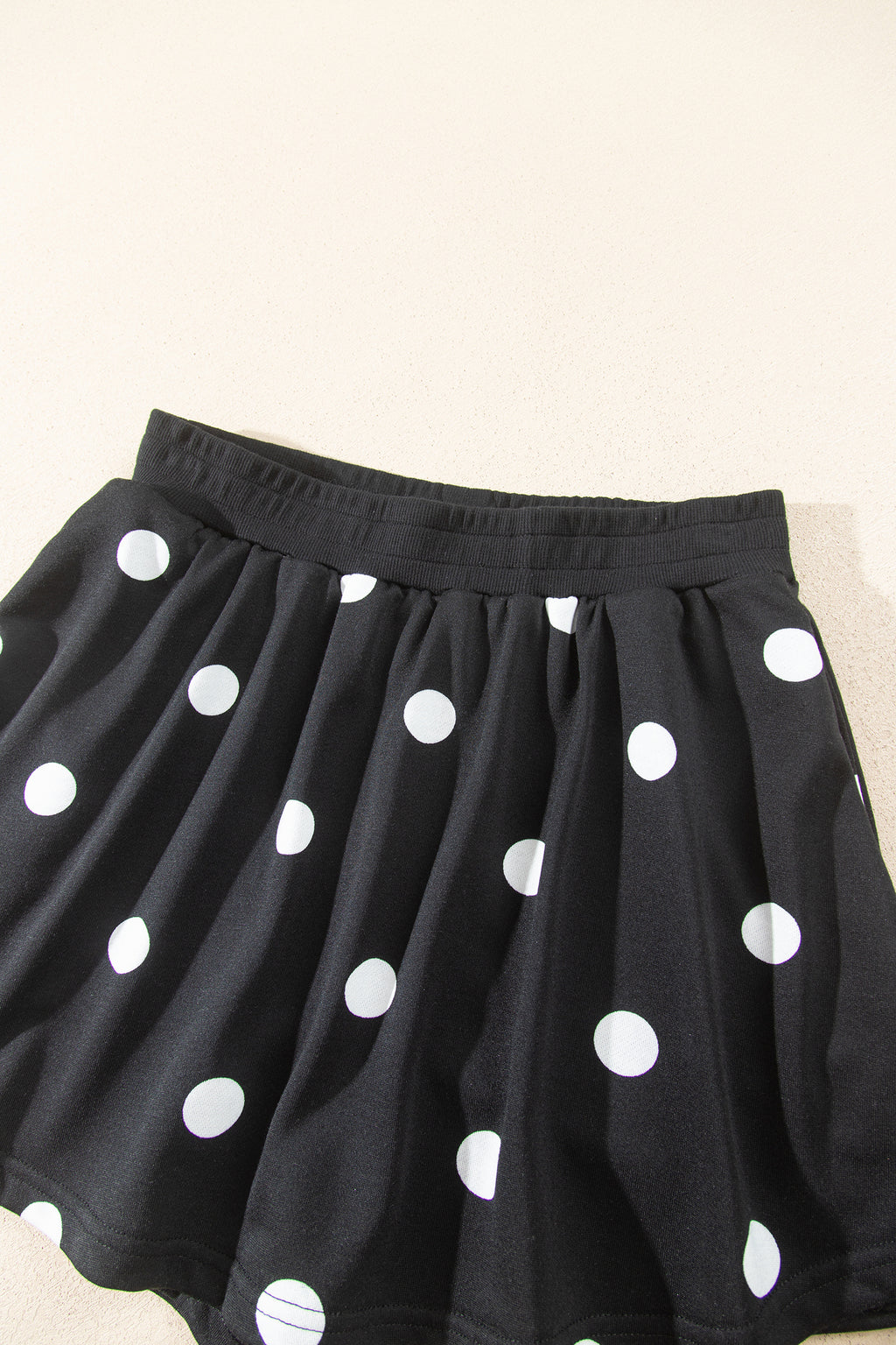 Red Polka Dot Raw Hem Relaxed Pullover Loose Skort Two Piece Set