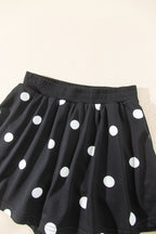 Red Polka Dot Raw Hem Relaxed Pullover Loose Skort Two Piece Set
