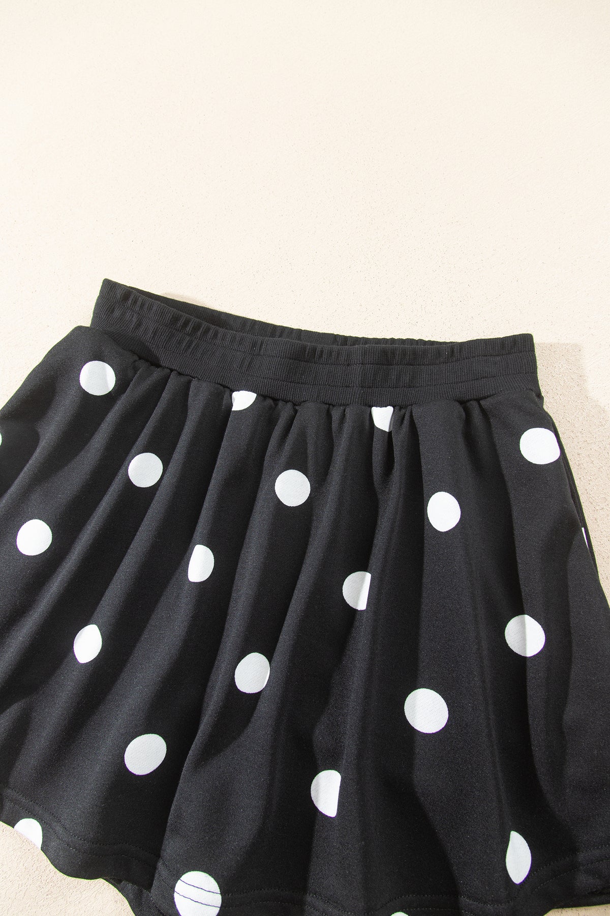 Red Polka Dot Raw Hem Relaxed Pullover Loose Skort Two Piece Set