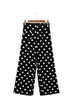 Black polka dot print patched pocket mid-rise straight leg pants from Dear-Lover, featuring a stylish retro design and comfortable fit.