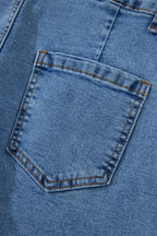 Ivy Seam Detail Pocketed Cuffed Hem Denim Shorts