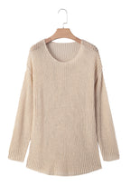 Smoke Gray Crochet Hollow-out Jumper Top Sweater
