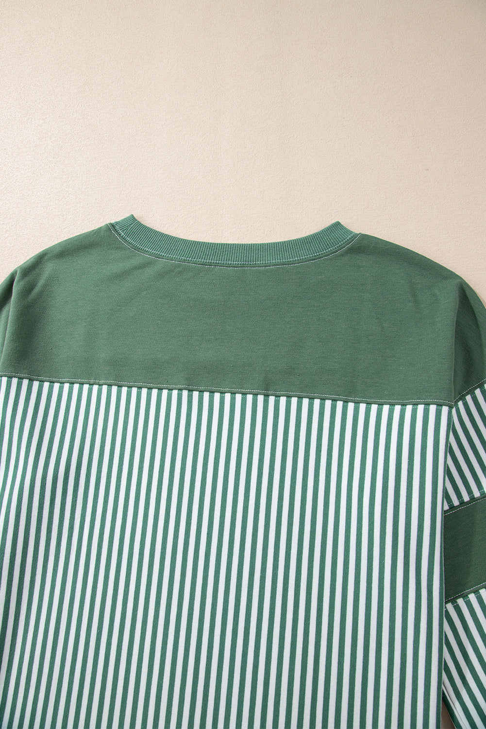 Black White Striped Patchwork 3/4 Sleeve Oversize Top