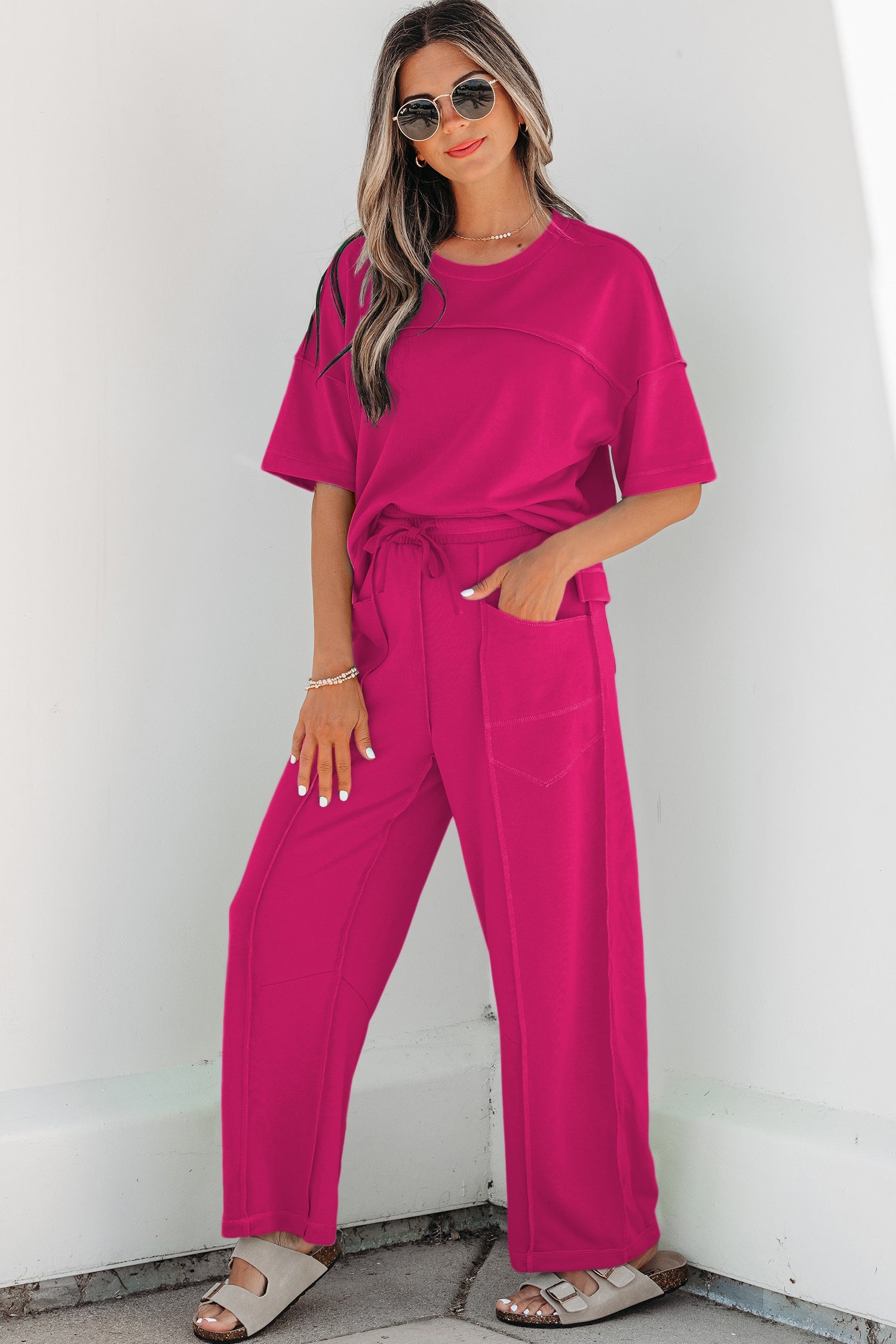 Drop Shoulder Boxy Tee and Barrel Pants Set