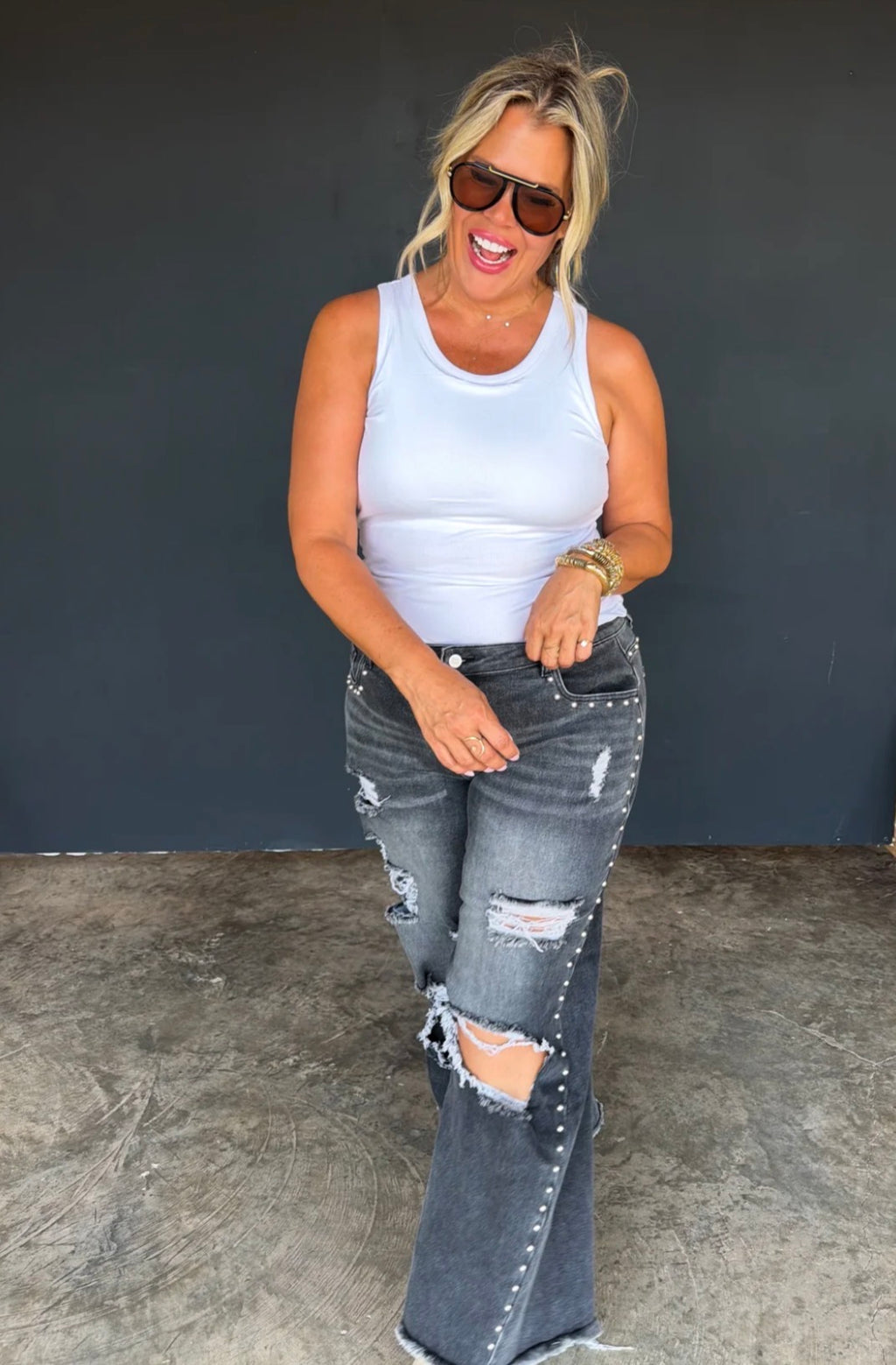 Preorder: OFF THE GRID STUDDED JEANS - ETA LATE NOVEMBER
