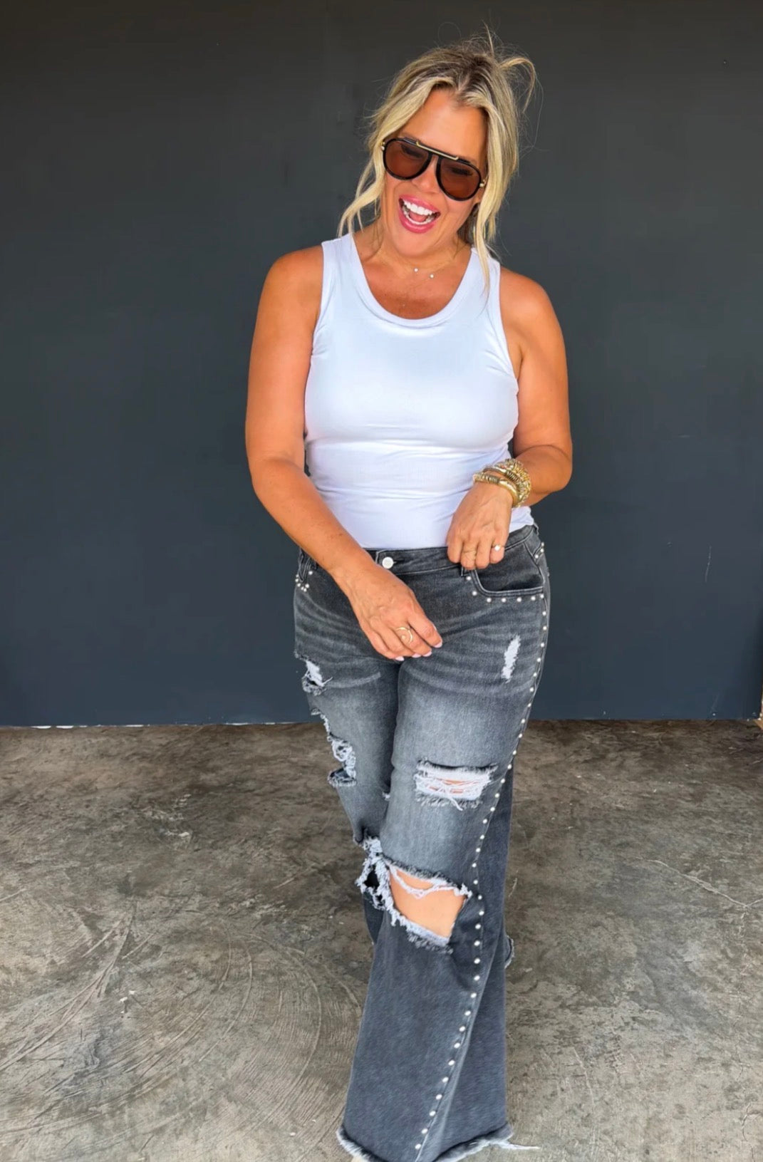 Preorder: OFF THE GRID STUDDED JEANS - ETA LATE NOVEMBER