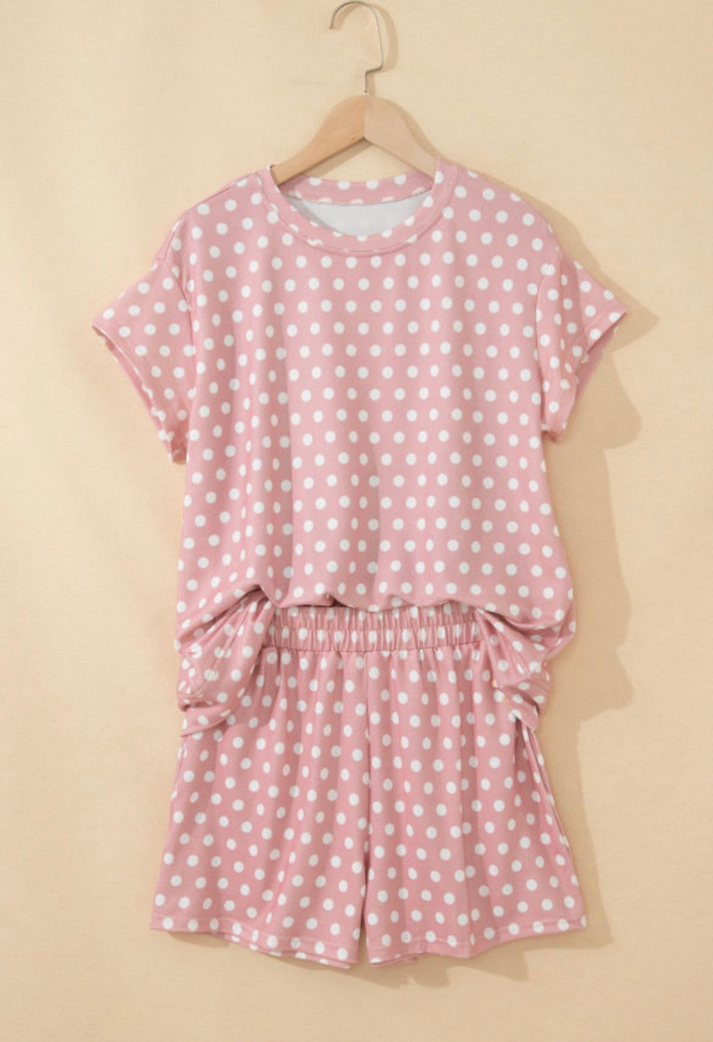 Pink Polka Dot Print Short Set