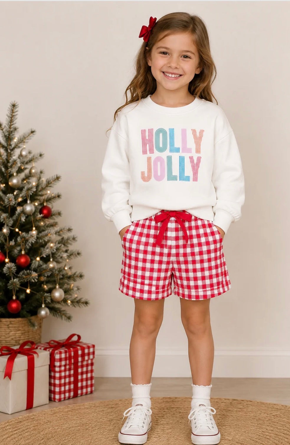 PREORDER: Girls Christmas Print Short Set