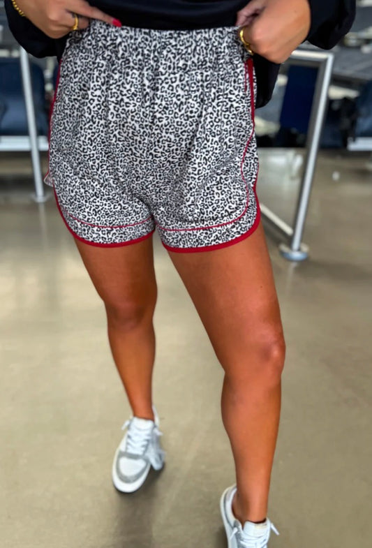 Leopard and Red Active Shorts